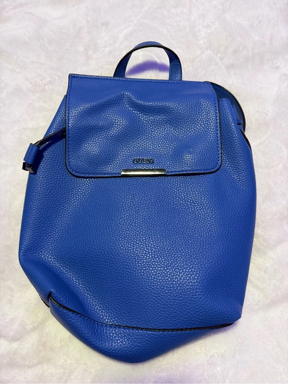 Guess Royal Blue Pebbled Leather Mini Backpack